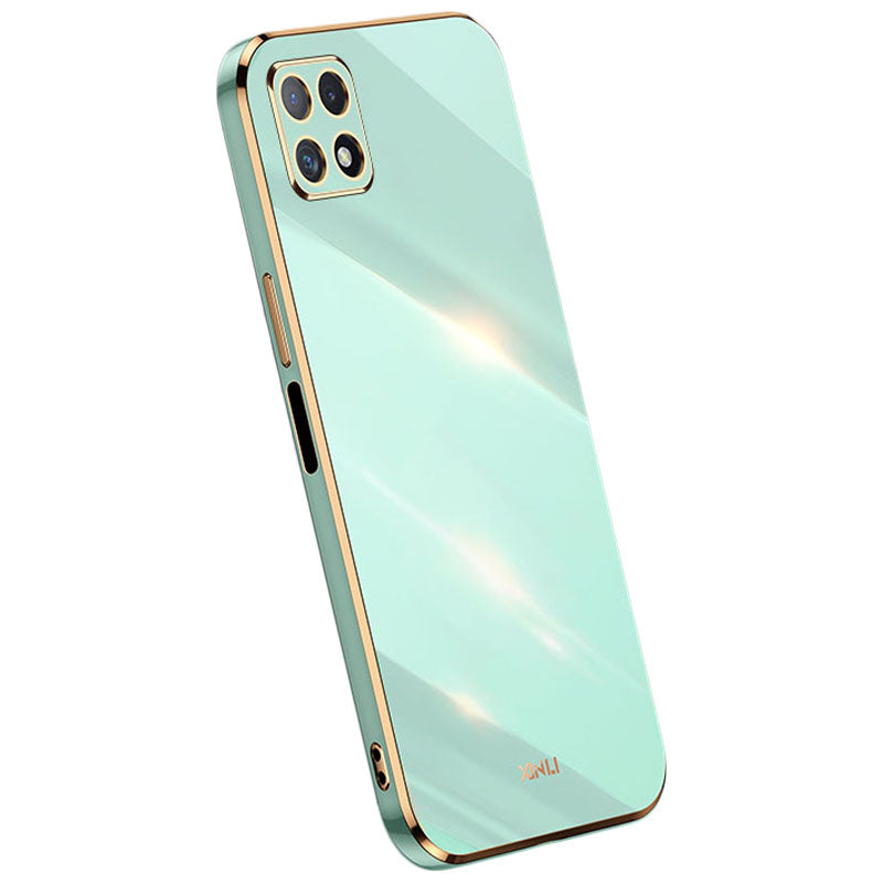 XINLI Phone Case for Samsung Galaxy A22 5G (EU Version) Electroplating Golden Edge Bump Proof TPU Protective Cover XINLI Phone Case for Samsung Galaxy A22 5G (EU Version) Electroplating Golden Edge Bump Proof TPU Protective Cover